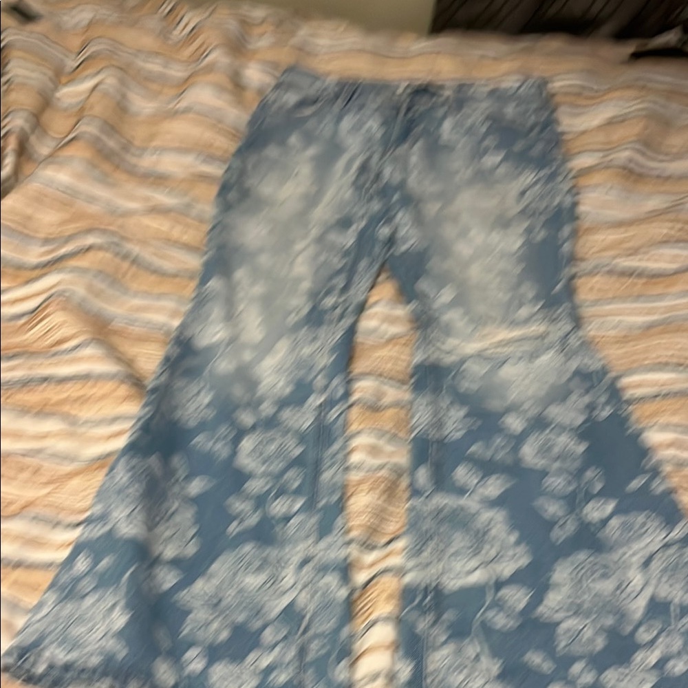 Floral Blue Flared Pants